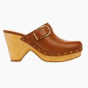 VERONICA BEARD Hendrix Buckle Platform Studded Leather Clogs Hazelwood Size 9